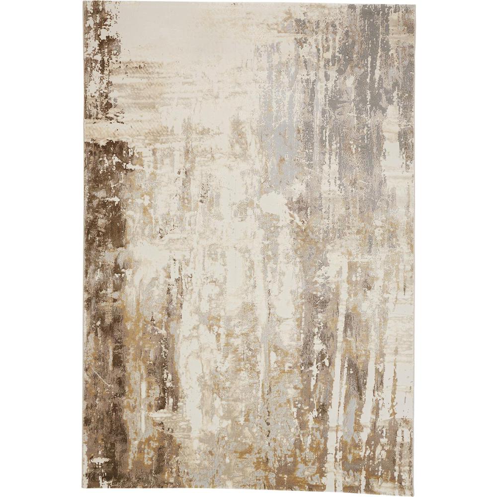 Frida Distressed Abstract Watercolor Rug, Ivory/Brown, 12ft x 15ft Area Rug, PRK3709FGRYBGEJ00. Picture 1