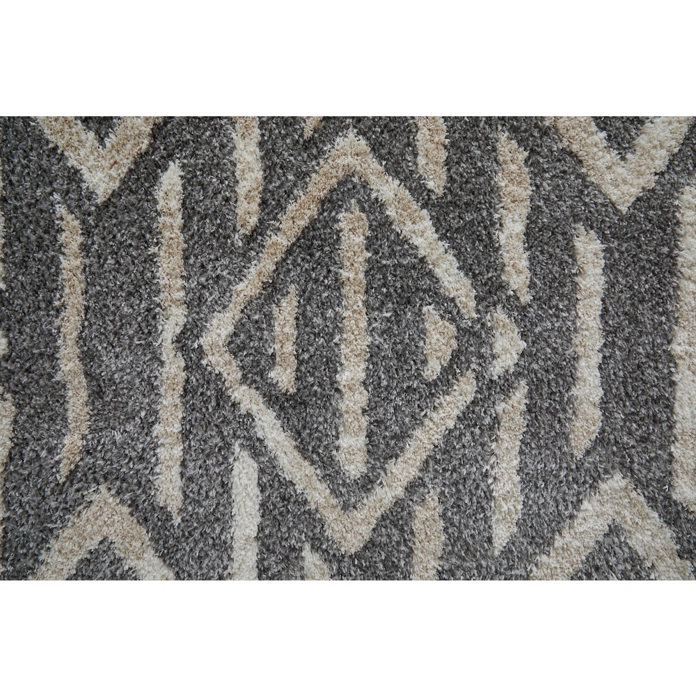 Mynka Transitional Diamond, Gray/Ivory, 9' x 12' Area Rug. Picture 6