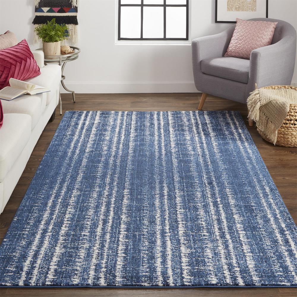 Remmy Coastal Inspired, Striated, Dark Navy Blue, 1ft-8in x 2ft-10in Accent Rug, RMY3425FDBLIVYP18. Picture 1