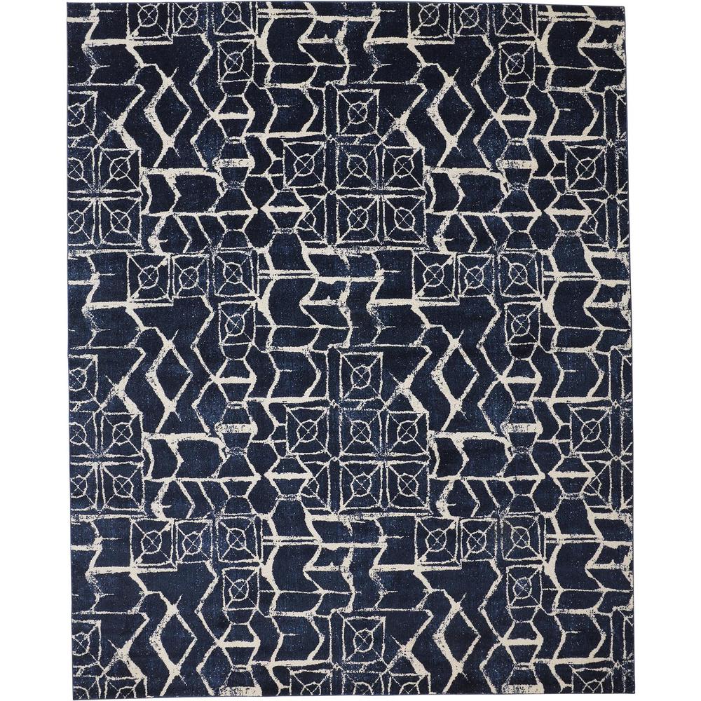 Remmy Abstract Patterned Rug, Dark Navy Blue, 1ft - 8in x 2ft - 10in Accent Rug, RMY3516FBLUBGEP18. Picture 2