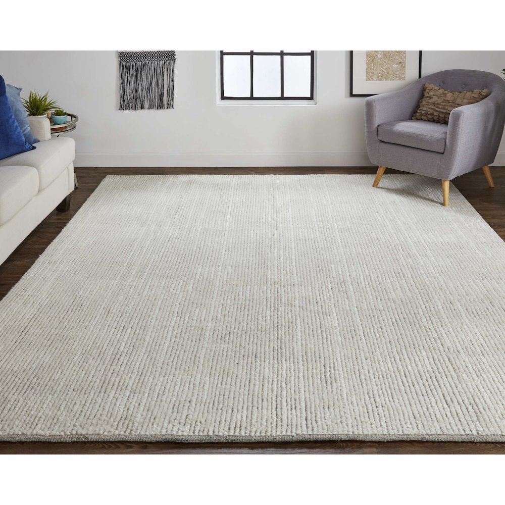 Alford Modern Solid, Ivory/Tan, 7'-9" x 9'-9" Area Rug. Picture 2