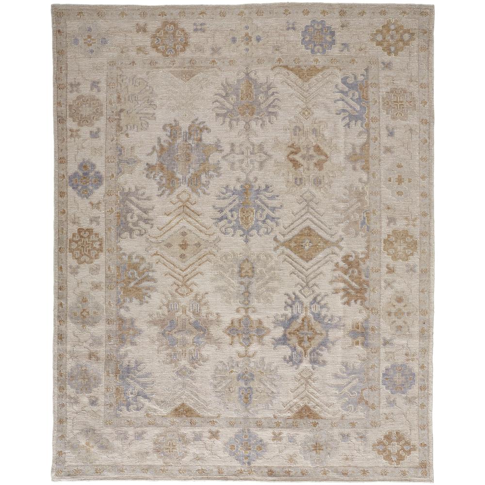 Wendover Eco Friendly PET Oushak Rug, Ivory/Tan/Stone Blue, 5ft x 8ft Area Rug, WND6841FBGEGRYE10. Picture 2