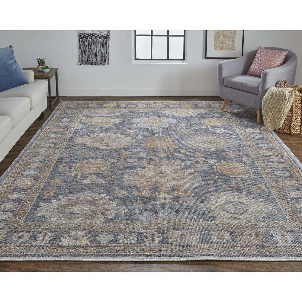 Wendover Eco Friendly PET Oushak Rug, Stone Blue/Apricot Tan, 5ft x 8ft Area Rug, WND6842FCHL000E10. Picture 1