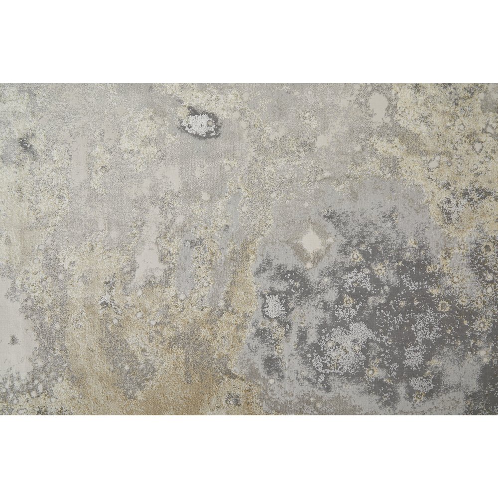 Astra Transitional Abstract, Gray/Gold/Ivory, 1'-8" x 2'-10" Accent Rug. Picture 6