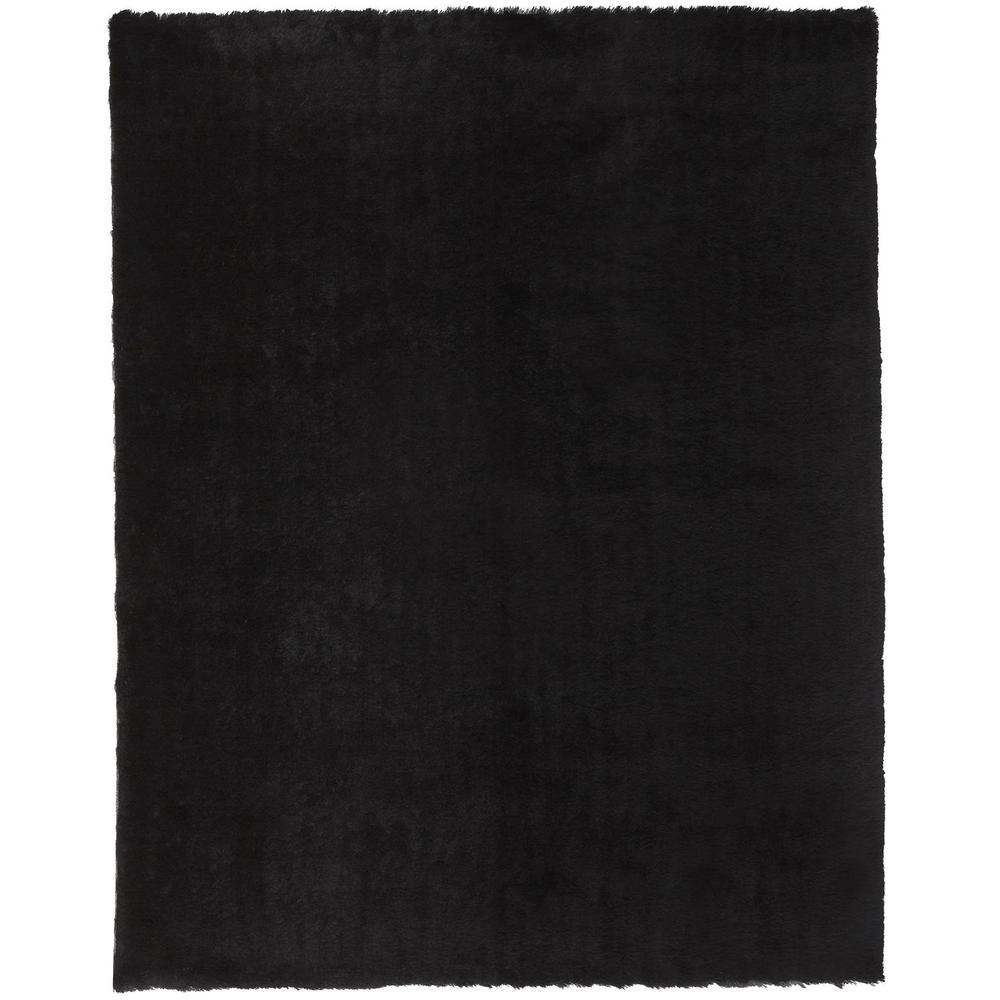 Indochine Plush Shag Rug with Metallic Sheen, Noir Black, 4ft-9in x 7ft-6in Area Rug, 4944550FBLK000E04. Picture 2