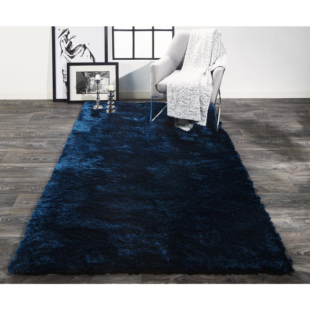 Indochine Plush Shag Area Rug with Metallic Sheen, Deep Teal Blue, 4ft-9in x 7ft-6in, 4944550FTEL000E04. Picture 1