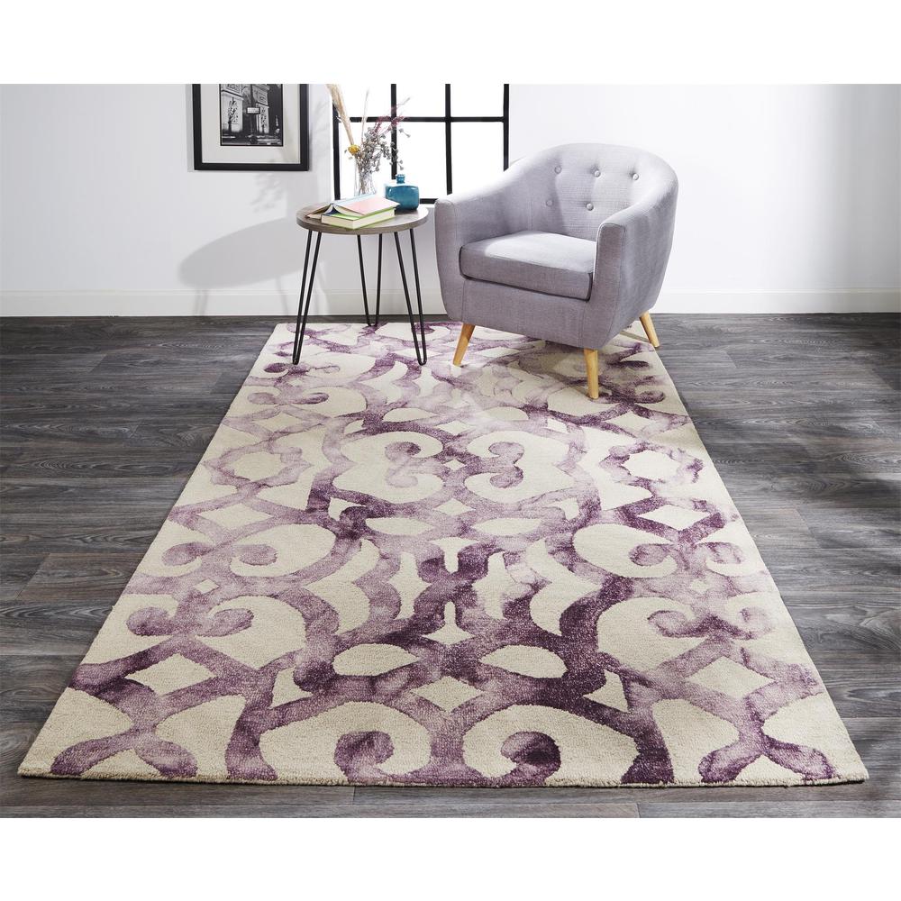 Lorrain Tufted Scrollwork Wool Rug, Violet Purple, 5ft x 8ft Area Rug, 6108564FVIO000E10. Picture 1