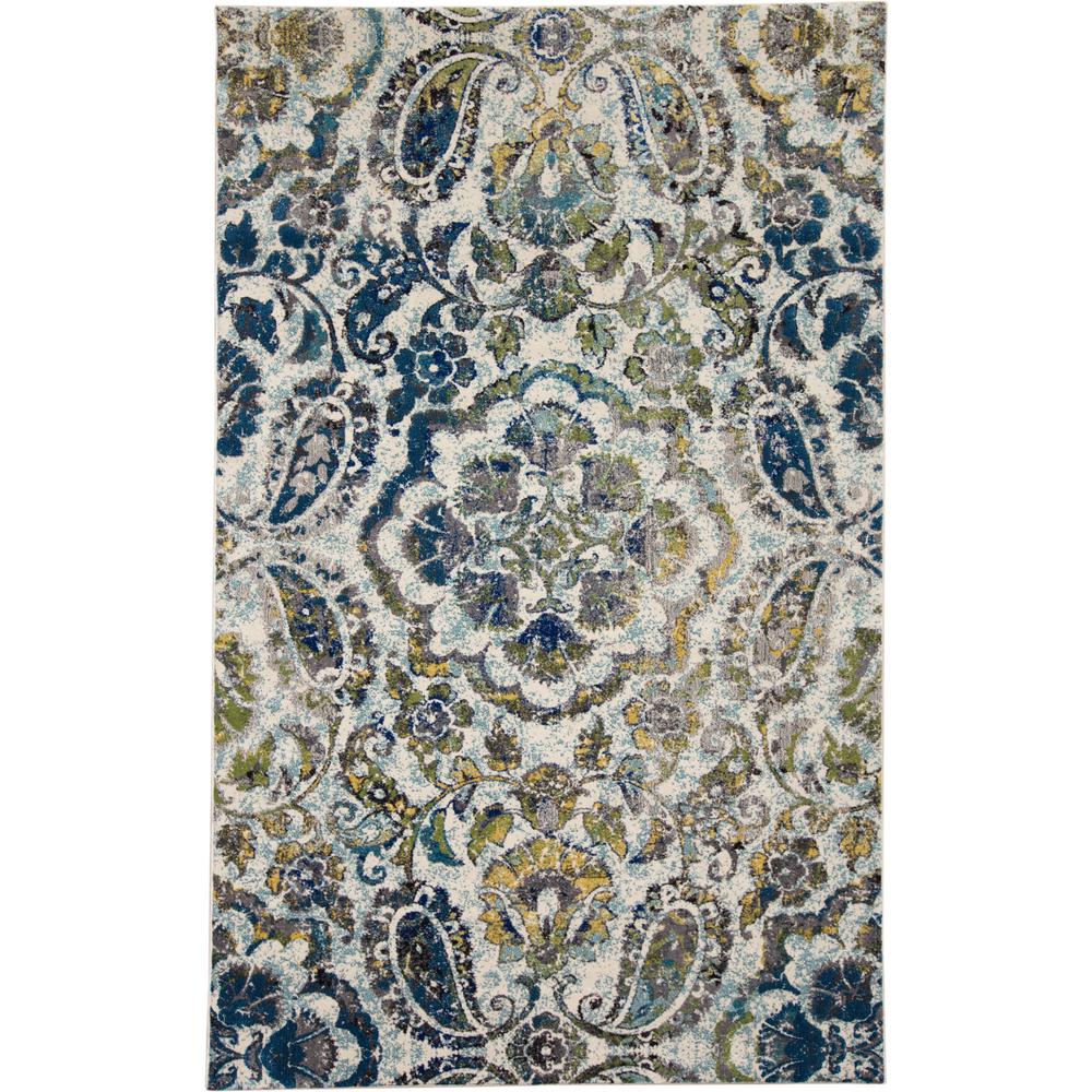 Brixton Ombre Medallion Rug, Teal Blue/Green/Gold 4ft - 3in x 6ft - 3in Accent Rug, 6163607FAZR000C16. Picture 2