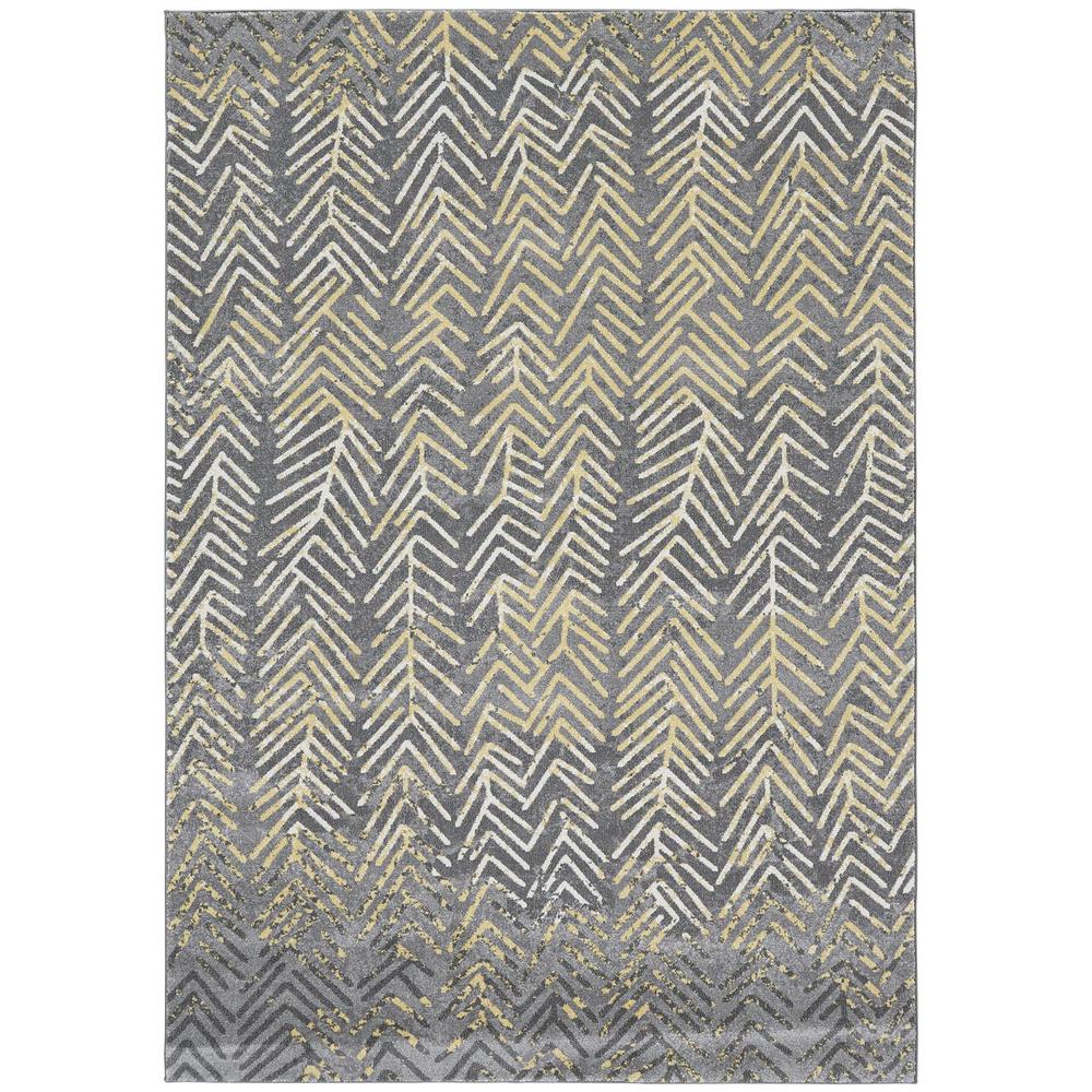 Bleecker Contemporary Arrows Accent Rug, Gargoyle Gray/Yellow, 4ft-3in x 6ft-3in, 6173604FGRT000C16. Picture 2