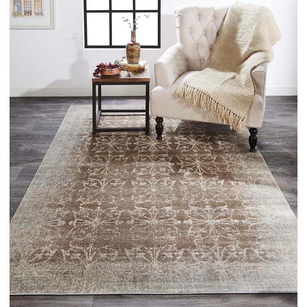Fiona Distressed Ornamental Rug, Gray/Rose Brown, 5ft x 7ft-6in Area Rug, 6223267FSMK000E70. Picture 1