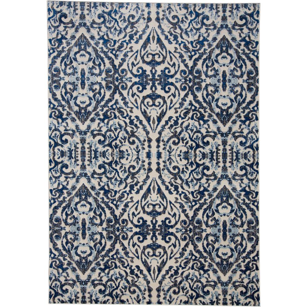 Milton Scroll Print Textured Rug, Estate Blue, 4ft - 3in x 6ft - 3in Accent Rug, 6533466FRYL000C16. Picture 2