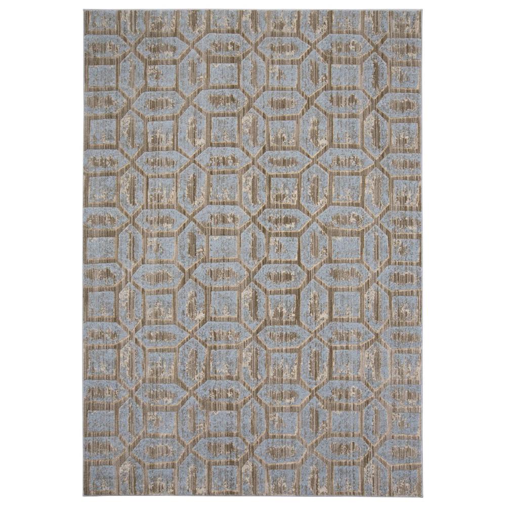 Milton Modern Metallic Geometric, Ice Blue/Taupe, 4ft-3in x 6ft-3in Accent Rug, 6533472FICE000C16. Picture 2