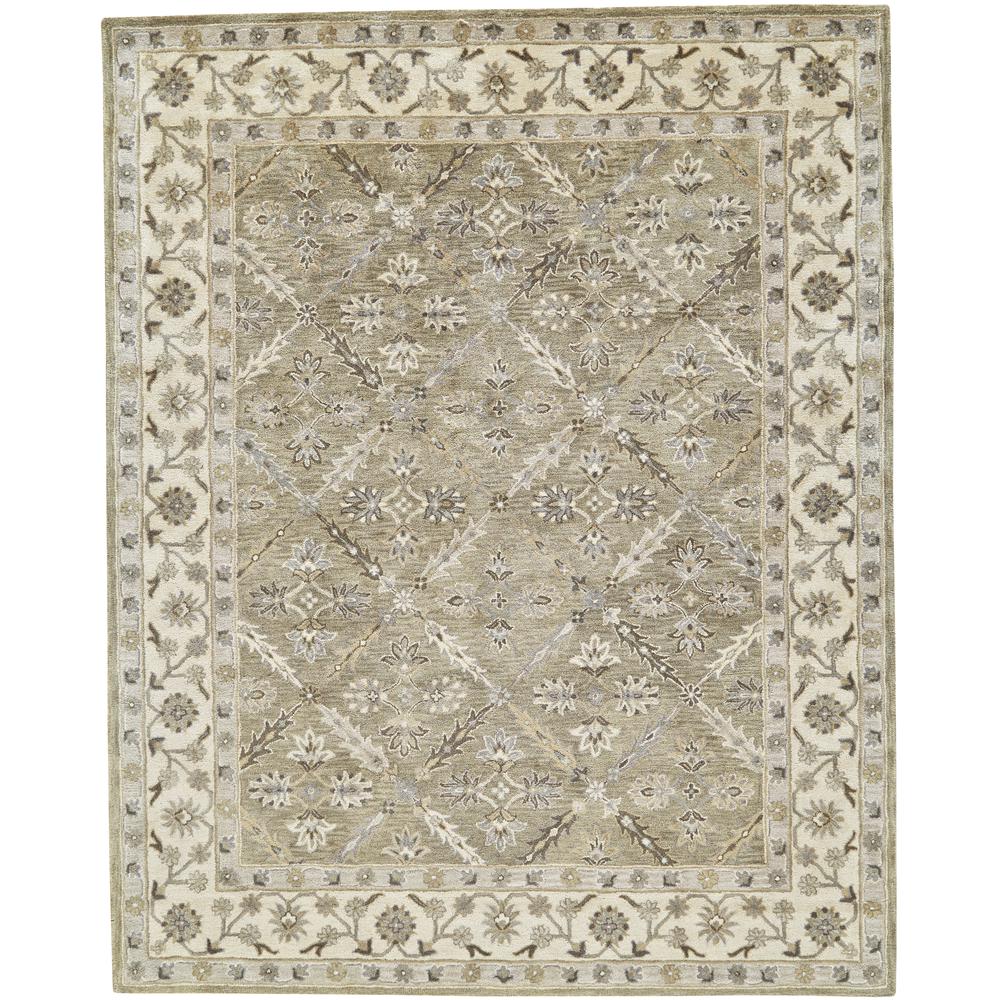 Eaton Floral Diamond Persian Wool Area Rug, Sage Green/Beige, 5ft x 8ft, 6548424FSAG000E10. Picture 2