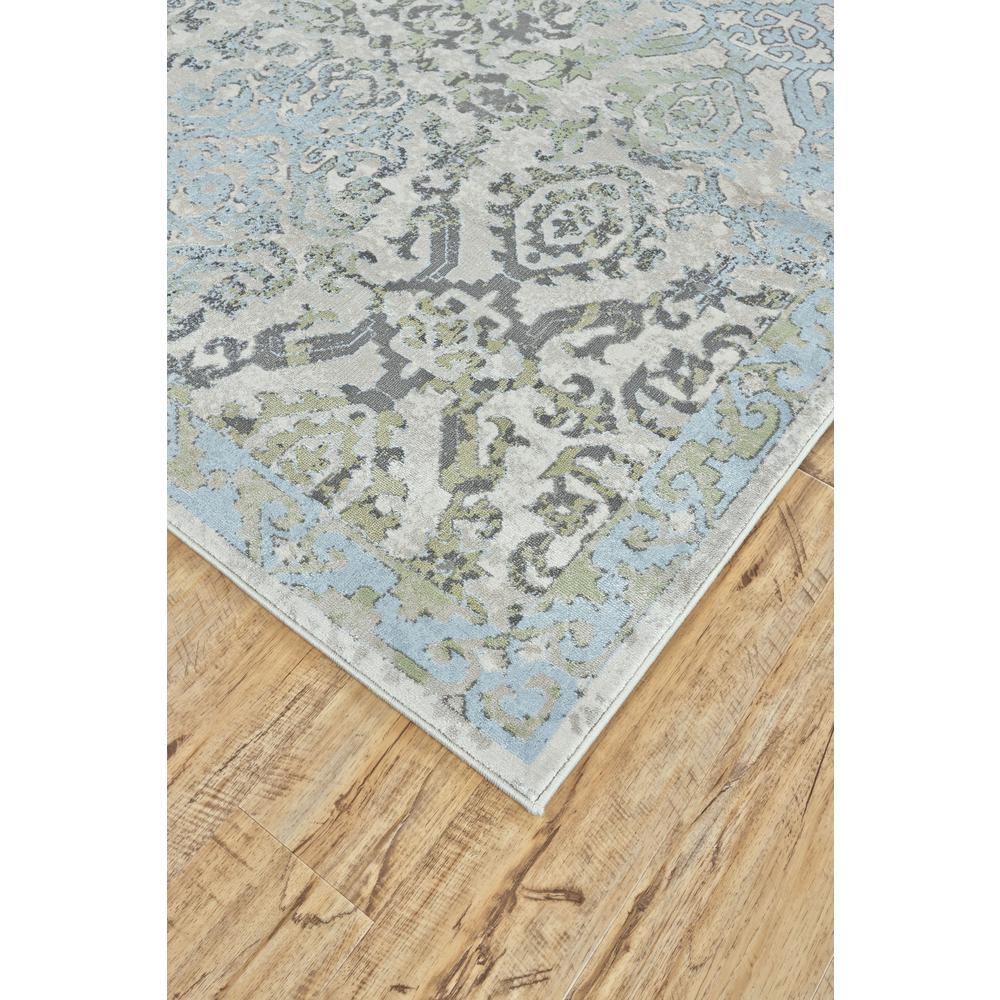 Katari Damask Print, Ice Blue/Mint/Gray, 2ft - 10in x 7ft - 10in, Runner, 6613374FICEBIRI71. Picture 2