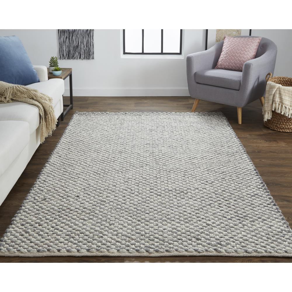Berkeley Modern Eco-Friendly Bouclé Rug, Chracoal Gray/Ivory, 5ft x 8ft Area Rug, 6790812FGRY000E10. Picture 1