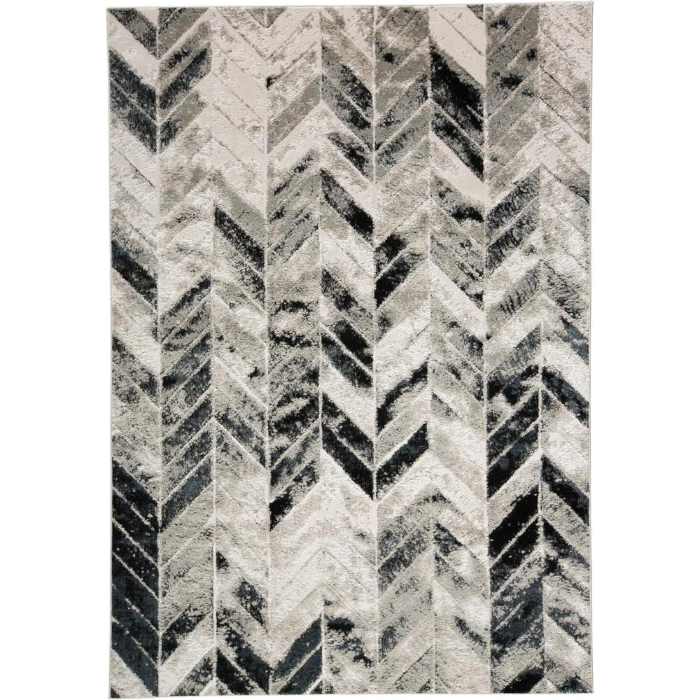 Micah Modern Metallic Chevron Rug,Silver/Black, 1ft - 8in x 2ft - 10in Accent Rug, 6943048FGRYSLVP18. Picture 2