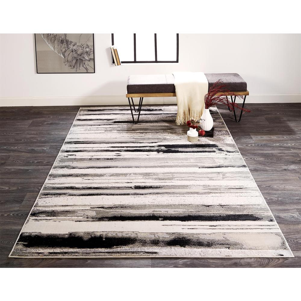 Micah Modern Metallic Gradient Rug, Silver/Black, 1ft-8in x 2ft-10in Accent Rug, 6943049FSLV000P18. Picture 1