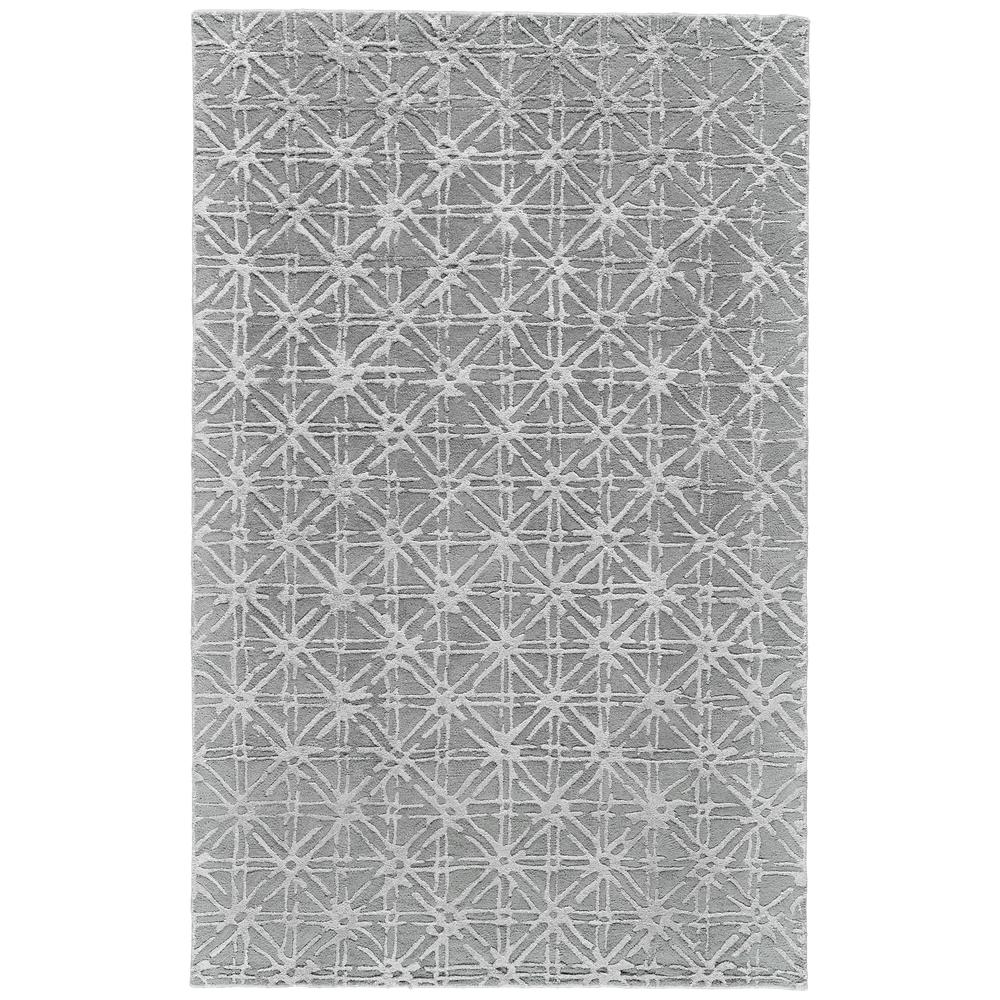 Manoa Tufted Lattice Wool Rug, Cool Gray, 5ft x 8ft Area Rug, 7188353FGRYSLVE10. Picture 2