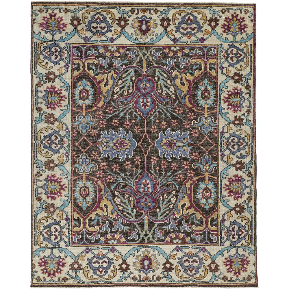 Piraj Nordic Hand Knot Wool Rug, Turquoise/Gold, 5ft-6in x 8ft-6in Area Rug, 7216461FMLT000E50. Picture 2