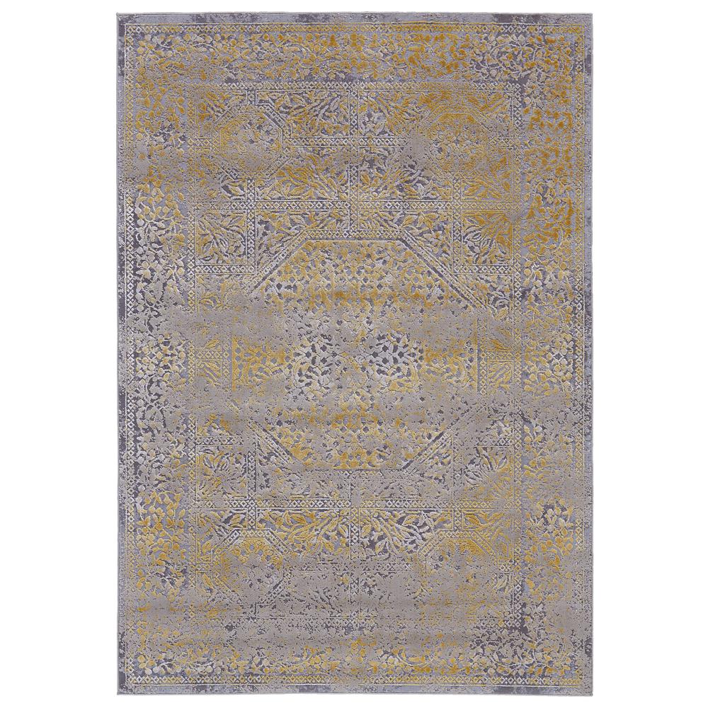 Waldor Distressed Medallion Rug, Golden Glow/Gray, 5ft x 8ft Area Rug, 7353971FGLDSNDE10. Picture 2
