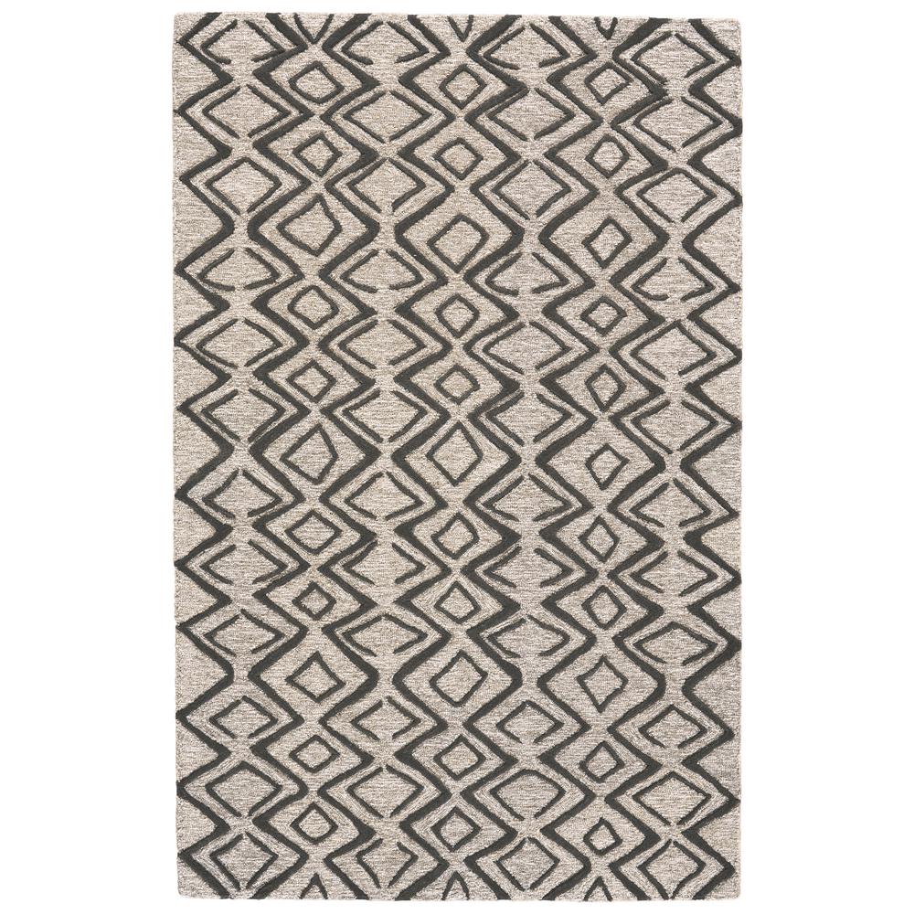 Enzo Minimalist Diamond Wool Rug, Warm Taupe/Black, 5ft x 8ft Area Rug, 7428733FCHLTPEE10. Picture 2