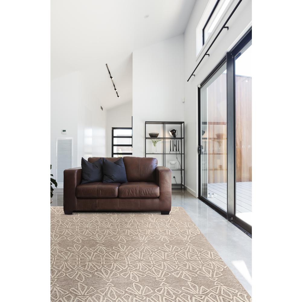 Enzo Minimalist Geo Floral Wool Rug, Warm Taupe/Ivory, 5ft x 8ft Area Rug, 7428735FIVYTPEE10. The main picture.