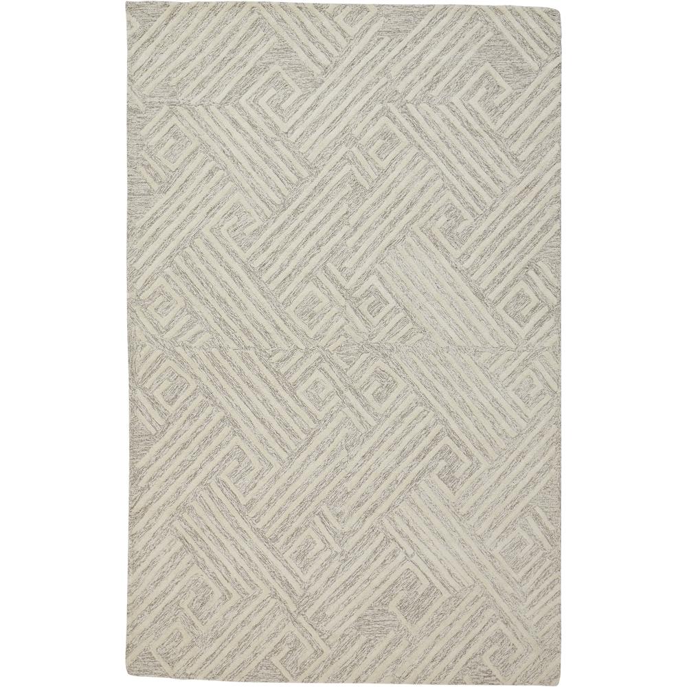 Enzo Minimalist Maze Wool Rug, Ivory/Natural Tan, 5ft x 8ft Area Rug, 7428737FIVYNATE10. Picture 2