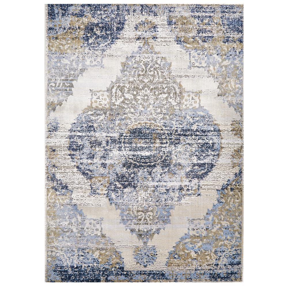 Marigold Vintage Medallion Rug, Blue/Birch White, 5ft - 2in x 7ft - 2in Area Rug, 7883831FWHTLBLE80. The main picture.