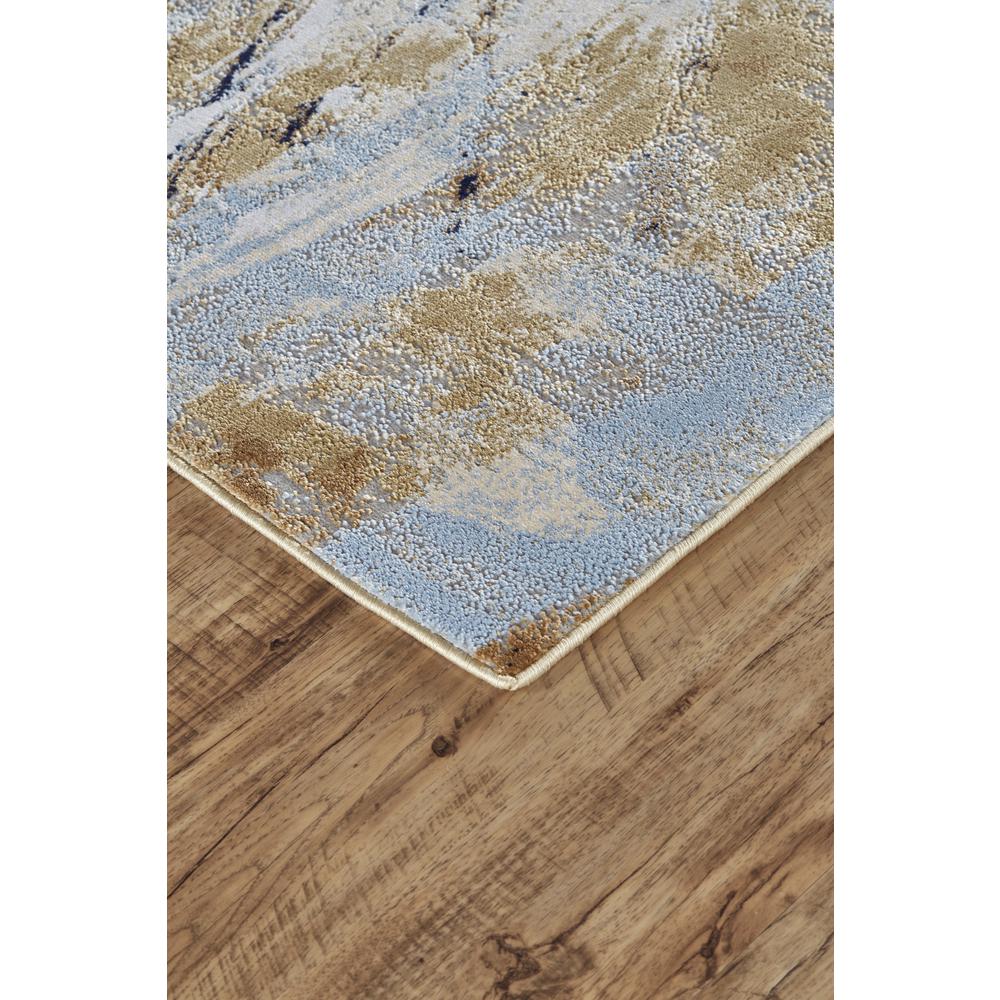 Marigold Abstract Splatter Print Rug, Gold/Dusk Blue, 2ft-10in x 8ft, Runner, 7883833FGLDBLUI1C. Picture 2