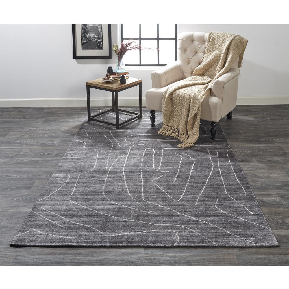 Lennox Modern Abstract Minimalist Rug, Charcoal Gray, 5ft x 8ft Area Rug, 8028698FCHL000E10. The main picture.