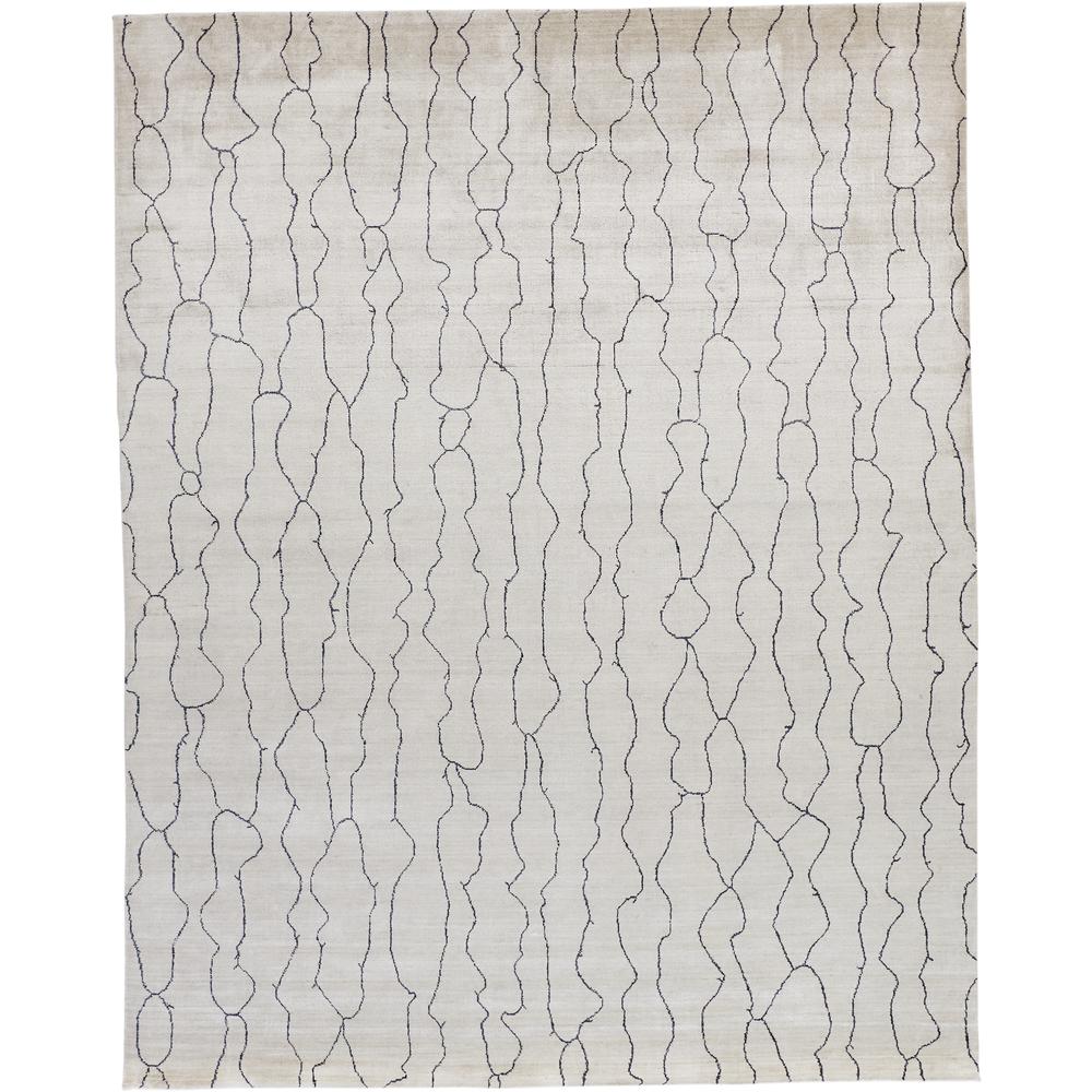 Lennox Modern Abstract Minimalist Rug, Ivory/Charcoal, 5ft x 8ft Area Rug, 8028699FIVY000E10. Picture 2