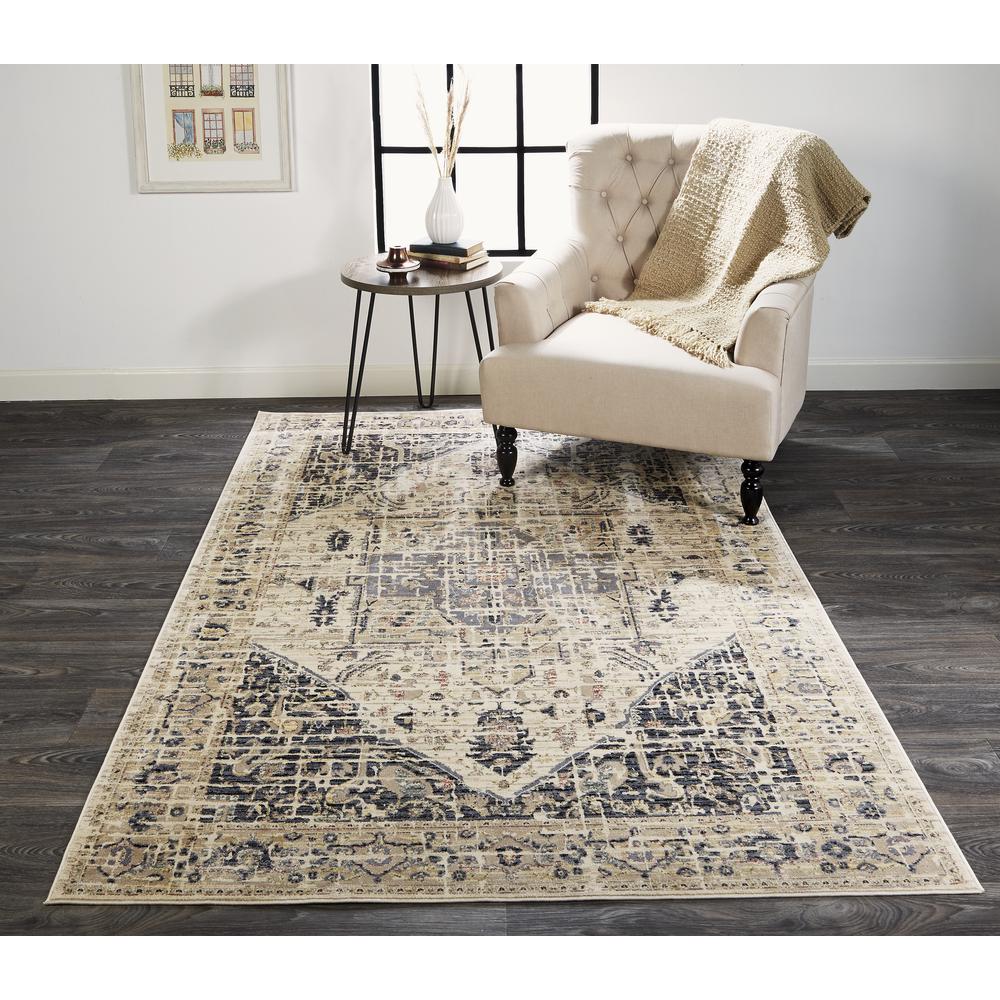 Grayson Modern Abstract Rug, Charcoal/Natural Tan, 4ft - 11in x 7ft - 8in Area Rug, 8563579FCHLBGEE73. Picture 1