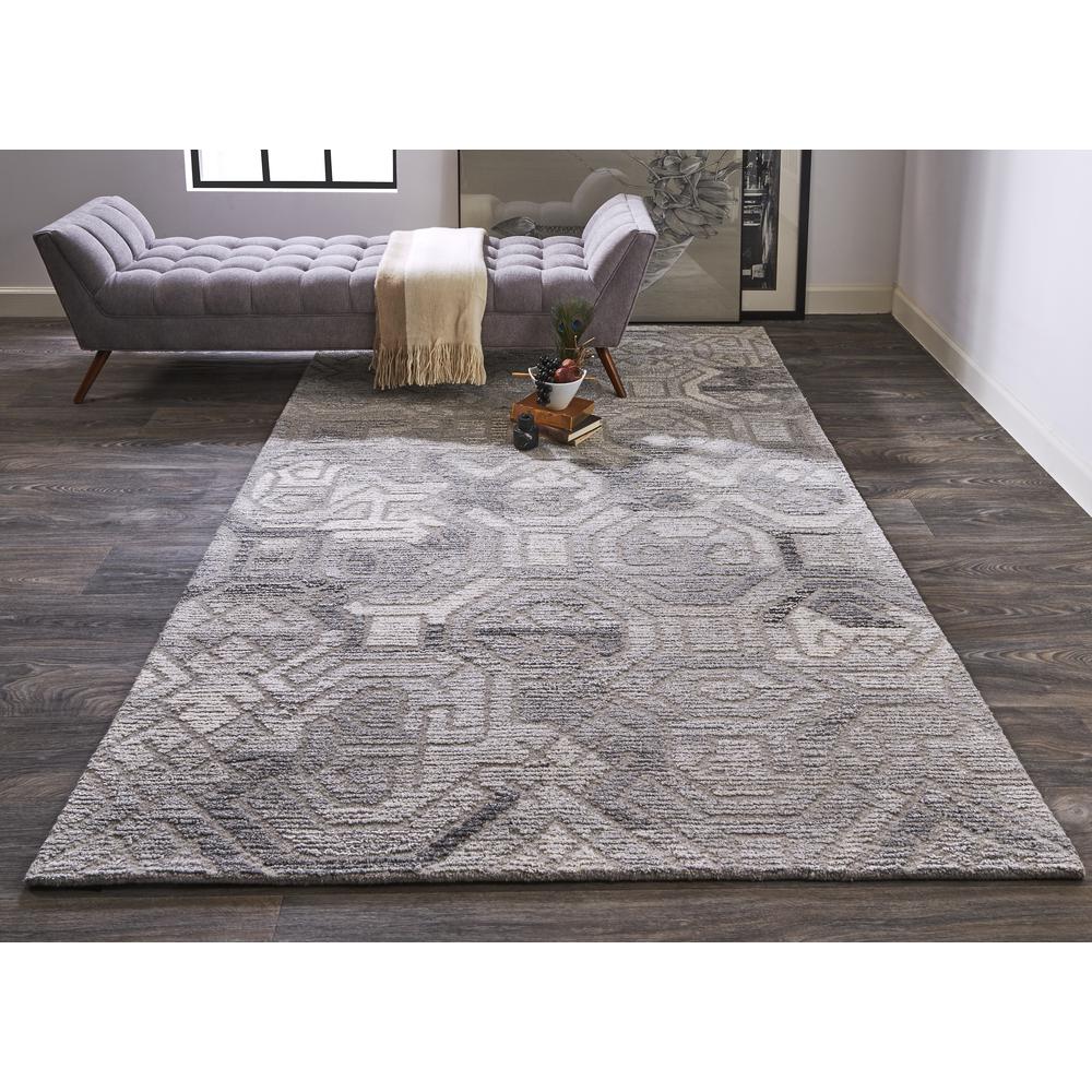 Asher Lustrous Geometric Wool Accent Rug, Light/Dark Gray, 3ft-6in x 5ft-6in, 8638772FMGY000C50. Picture 1