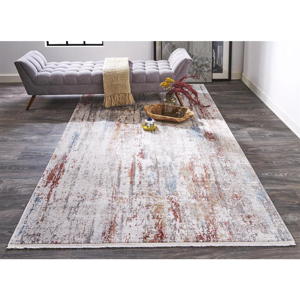 Cadiz Gradient Luster Rug, Gray/Deep Red/Blue, 3ft - 1in x 5ft Accent Rug, 8663903FIVYMLTB05. Picture 1