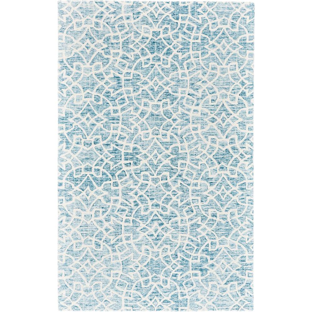 Rhett Geometric Mosaic Rug, Ocean Teal Blue/Ivory, 9ft x 12ft Area Rug, 868I8068TEL000G00. Picture 1