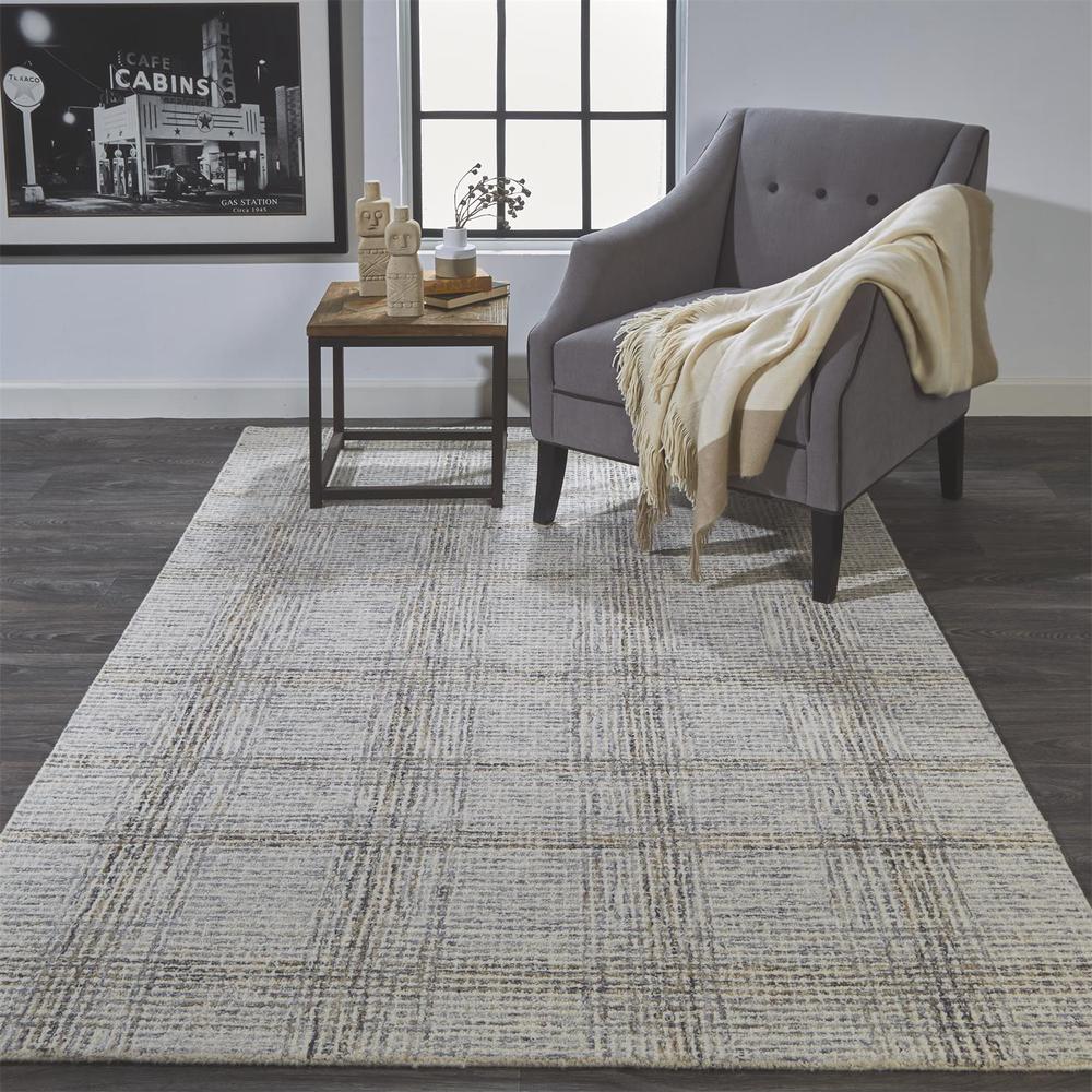 Belfort Modern Minimalist Rug, Abstract Plaid, Gray, 8ft x 10ft Area Rug, 8698668FGRY000F00. Picture 1
