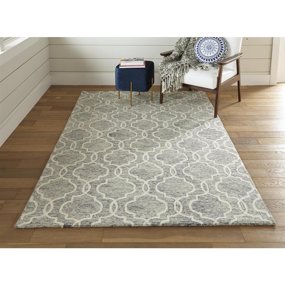 Belfort Modern Moroccan Trellis Rug, Charcoal Gray/Ivory, 8ft x 10ft Area Rug, 8698775FGRYIVYF00. Picture 1