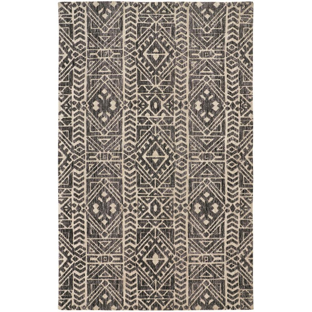 Colton Modern Mid-century Tribal Rug, Steel Gray/Ivory, 5ft x 8ft Area Rug, 8748627FSLT000E10. Picture 2