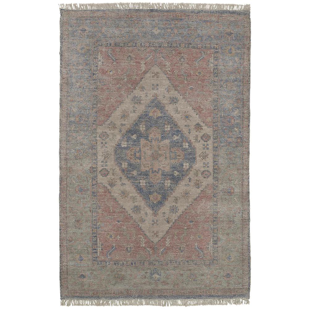Caldwell Vintage Space Dyed Wool Rug, Blue/Orange, 3ft-6in x 5ft-6in Accent Rug, 8798127FBLUORNC50. Picture 2