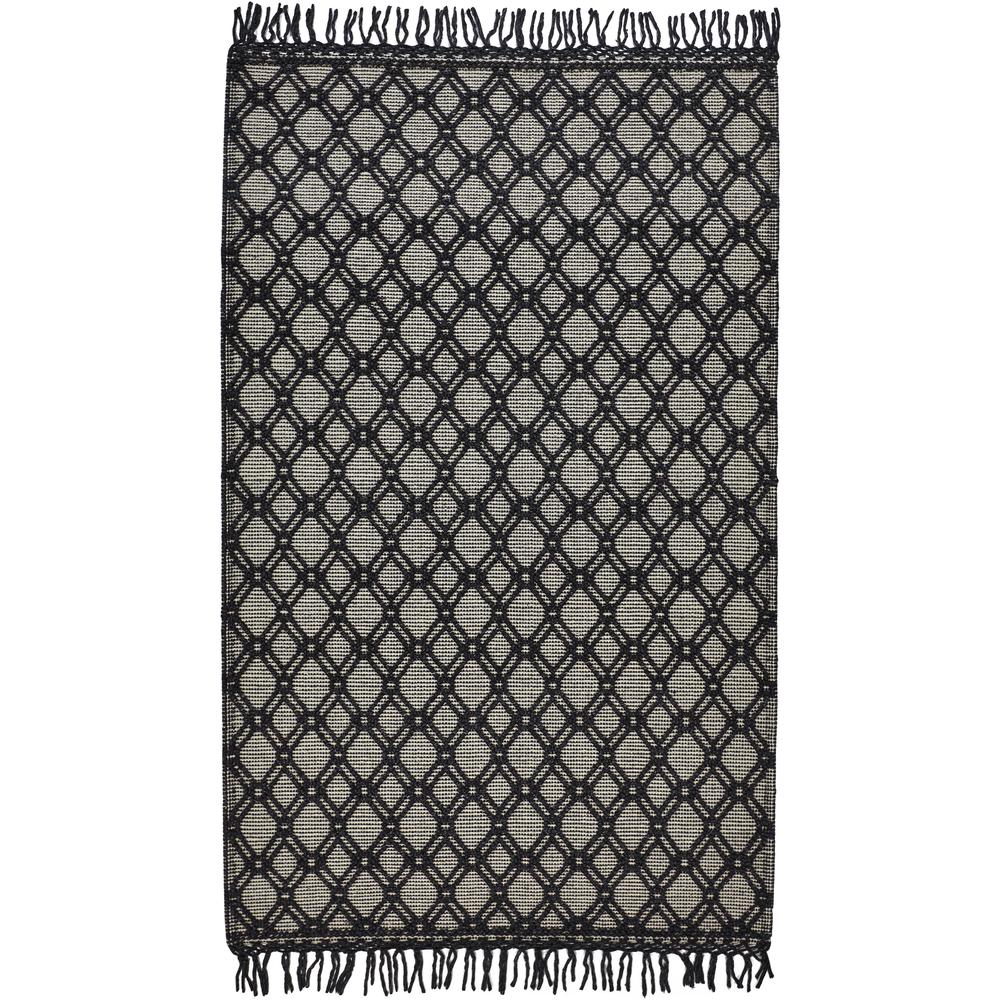 Phoenix Contemporary Moroccan Style Rug, Black/Ivory, 5ft x 7ft - 6in Area Rug, 8820808FBLKIVYE70. Picture 2