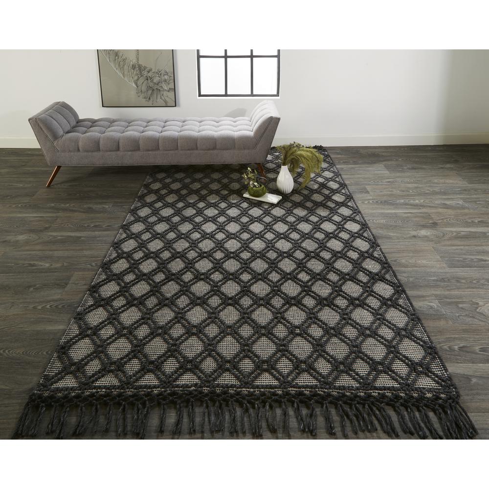 Phoenix Contemporary Moroccan Style Rug, Black/Ivory, 5ft x 7ft - 6in Area Rug, 8820808FBLKIVYE70. Picture 1
