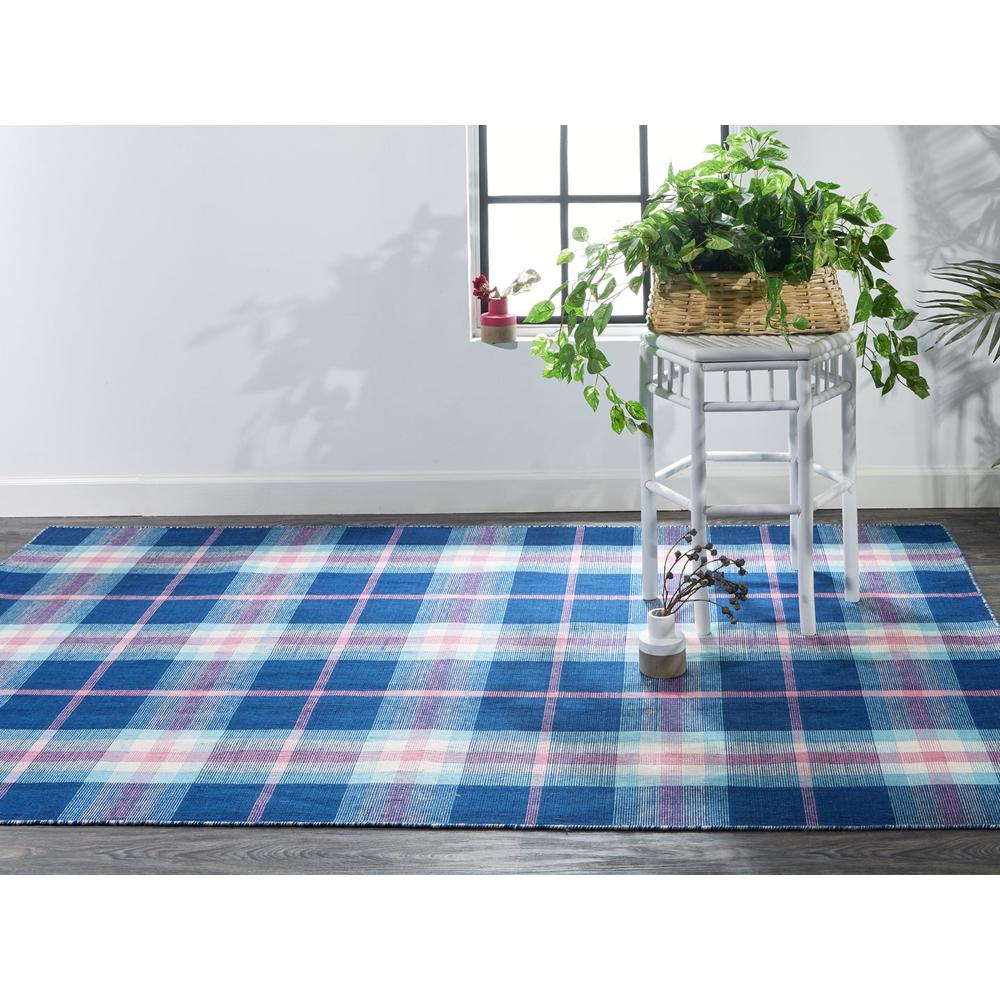 Crosby Eco-Friendly PET Dhurrie, Bright Blue/Peony Pink, 5ft x 8ft Area Rug, 8830565FNVY000E10. Picture 1
