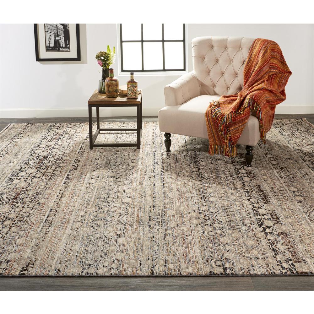 Caprio Space Dyed Ornamental Area Rug, Ink Blue/Beige/Rust, 5ft-3in x 7ft-6in, 9203961FSTN000E76. Picture 1
