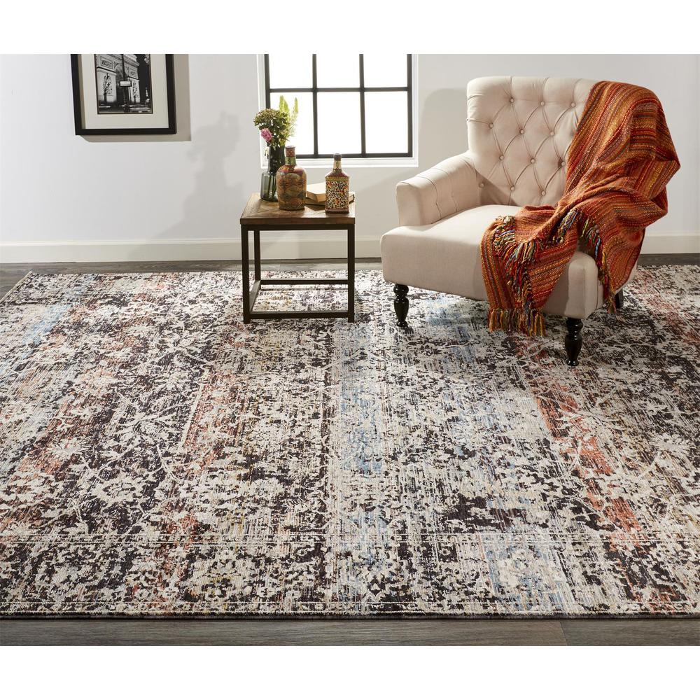 Caprio Space Dyed Ornamental Rug, Ink Blue/Rust, 5ft - 3in x 7ft - 6in Area Rug, 9203962FBLURSTE76. The main picture.