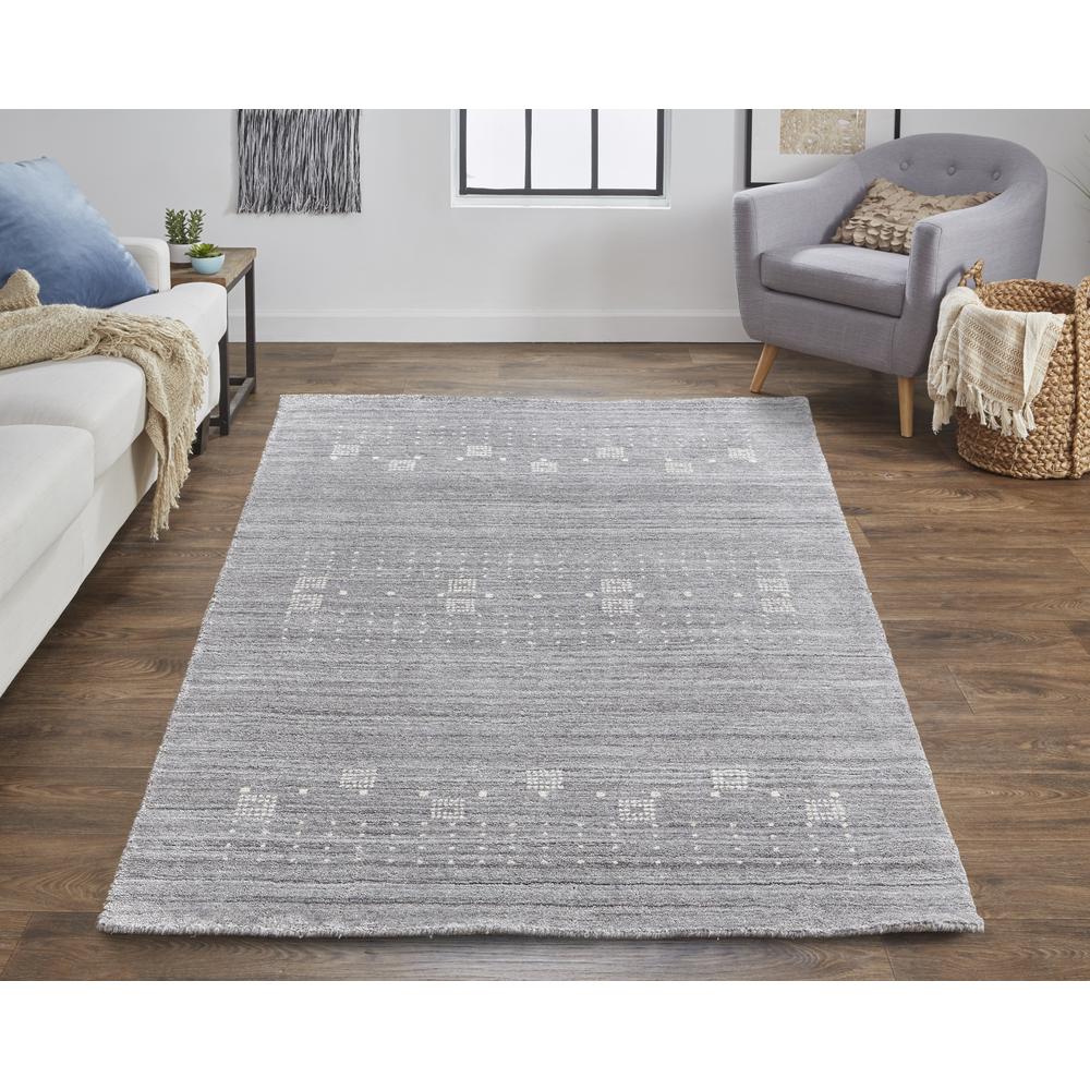Legacy Contemporary Gabbeh Rug, Opal Gray/Ivory, 5ft - 6in x 8ft - 6in Area Rug, 9836579FGRY000E50. Picture 1