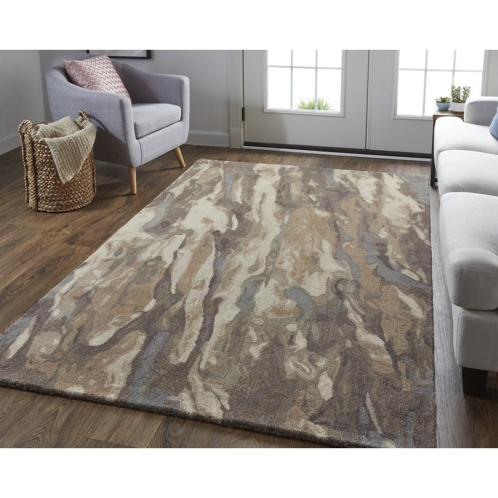 Amira Contemporary Watercolor Rug, Biscuit Tan/Morel Brown, 8ft x 10ft Area Rug, AMI8632FBRN000F00. Picture 1