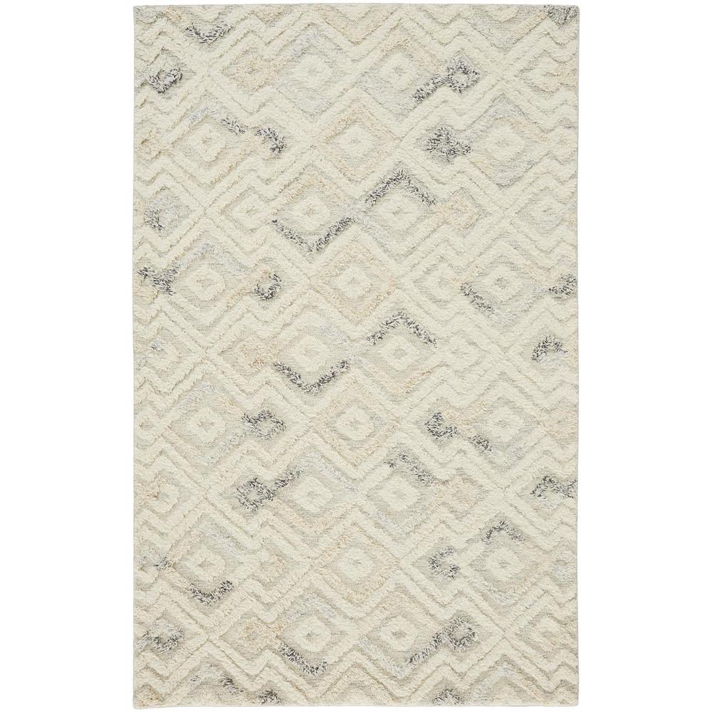 Anica Moroccan Diamond Wool TuftedAccent Rug, Ivory/Chambray Blue, 4ft x 6ft, ANC8004FIVYBLUC00. Picture 2