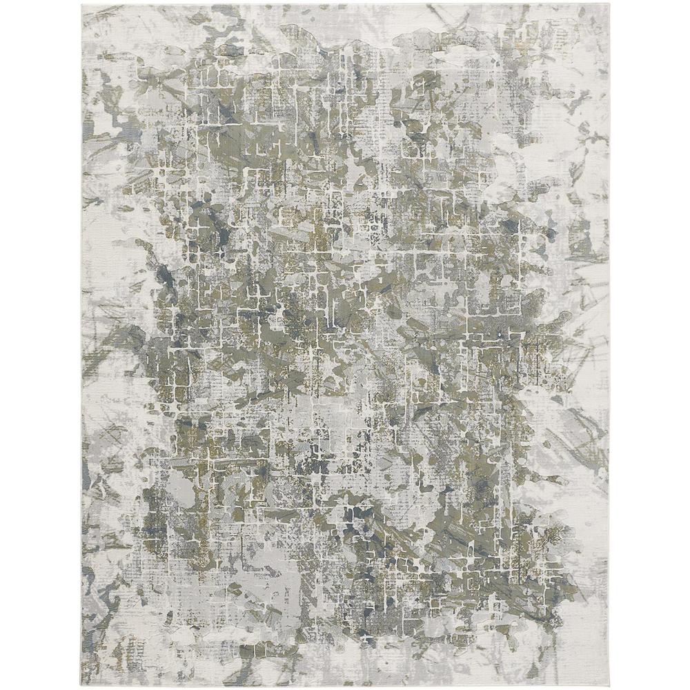 Atwell Contemporary Abstract Rug, Silver Gray/Green, 5ft-3in x 7ft-6in Area Rug, ATL3146FSLV000E76. Picture 1