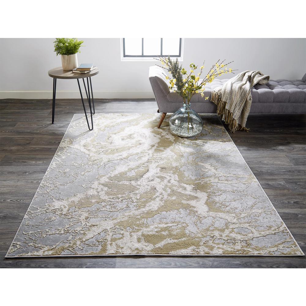 Aura Modern Marbled Rug, Beige/Gray/Gold, 1ft - 8in x 2ft - 10in Accent Rug, AUR3563FBGEGRYP18. Picture 1