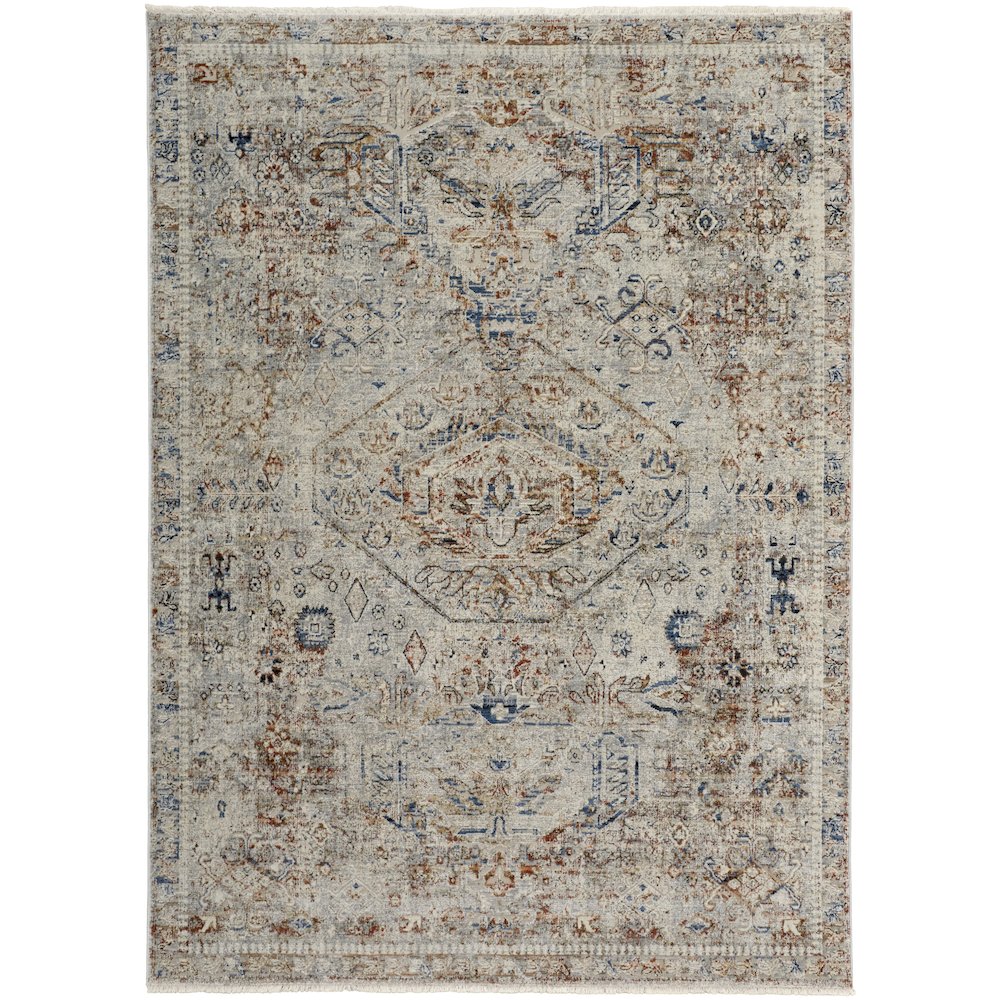 Kaia Transitional Medallion, Tan/Orange/Red, 3' x 5' Accent Rug. Picture 1